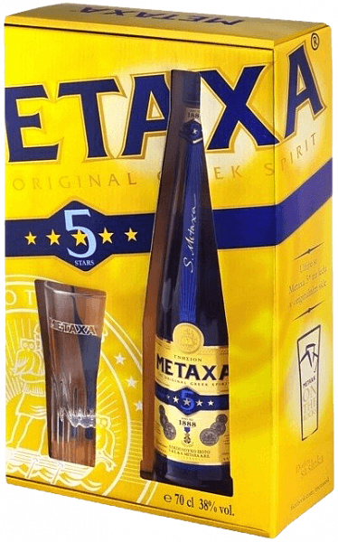 Metaxa 5 stars (gift box with a glass) , 0.7 л
