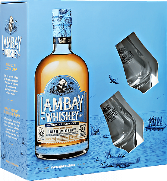 Lambay Small Batch Blend Irish Whiskey 4 y.o. (gift box with 2 glasses), 0.7 л