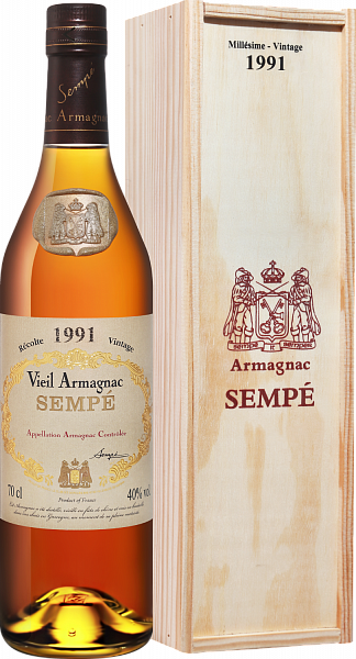 Арманьяк Sempe Vieil Vintage 1991 Armagnac AOC (gift box), 0.7 л