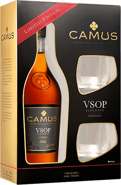 Коньяк Camus Elegance Cognac VSOP (gift box with two glasses), 0.7 л