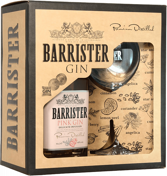 Barrister Pink Gin (gift box with a glass), 0.7 л