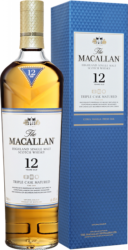Макаллан Трипл Каск Мэйчурд Хайлэнд Сингл Молт 12 Лет солодовый виски в подарочной упаковке 0.7 л