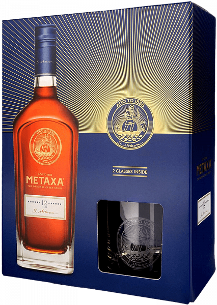 Metaxa 12 stars (gift box with two glasses), 0.7 л