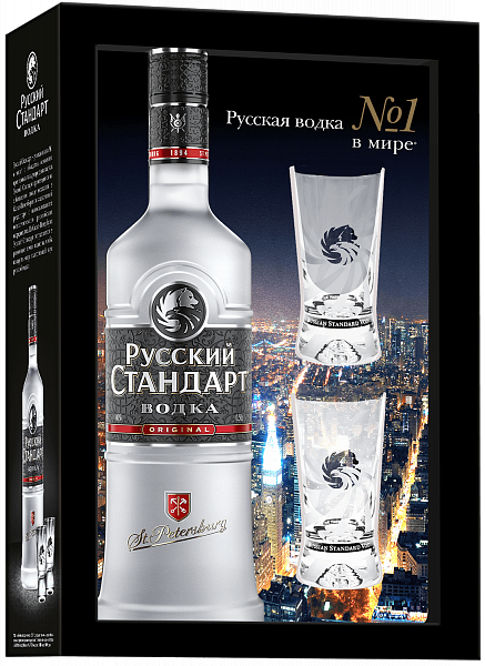 Водка Russian Standart Original (gift box with 2 shots), 0.7 л