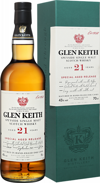 Glen Keith Speyside Single Malt Scotch Whisky 21 y.o. (gift box), 0.7 л