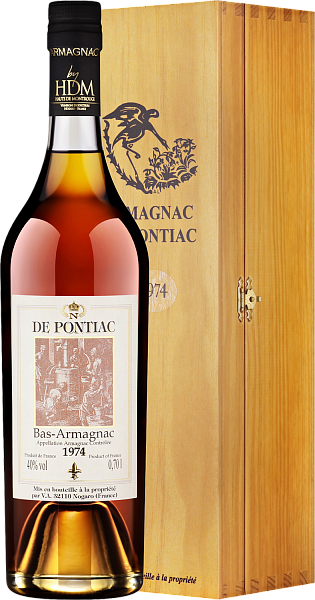 Арманьяк De Pontiac Vintage 1974 Bas-Armagnac (gift box), 0.7 л
