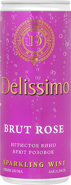 Игристое вино Delissimo Brut Rose, 0.25 л