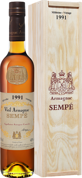 Арманьяк Sempe Vieil Vintage 1991 Armagnac AOC (gift box), 0.5 л