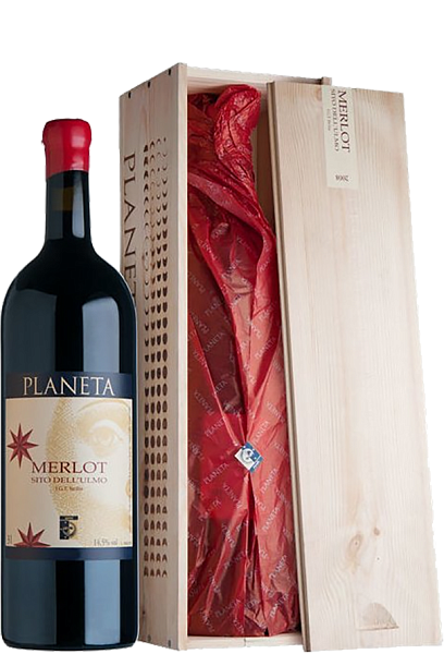 Вино Sito dell'Ulmo Merlot Menfi DOC Planeta (gift box), 3 л