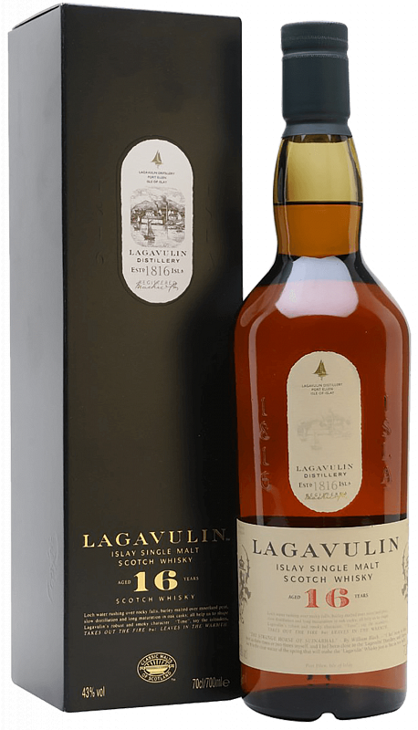 Виски Лагавулин Айла односолодовый шотландский виски 16 лет в подарочной упаковке 0.75 л