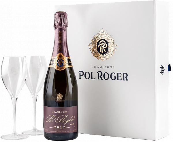Шампанское Pol Roger Rose Vintage Champagne AOC (gift box with 2 glasses), 0.75 л