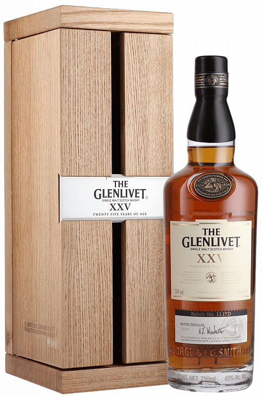 Гленливет XXV 25 лет односолодовый шотландский виски в подарочной упаковке 0.7 л