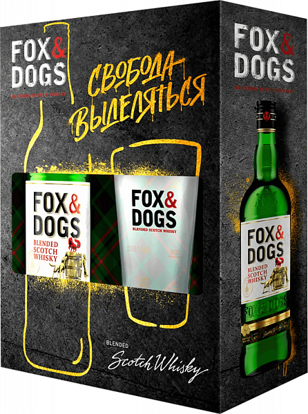 Виски Fox & Dogs Blended Scotch Whisky (gift box with a glass), 0.7 л