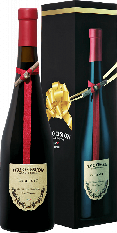 Вино Каберне Пиаве DOC Итало Ческон в подарочной упаковке 2014 0.75л