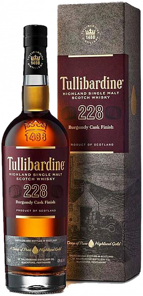 Tullibardine 228 Burgundy Cask Finish Highland Single Malt Scotch Whisky (gift box), 0.7 л