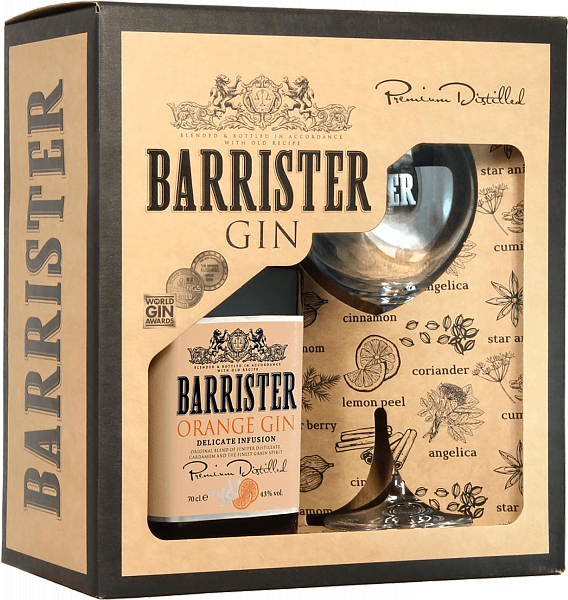 Джин Barrister Orange Gin (gift box with a glass), 0.7 л