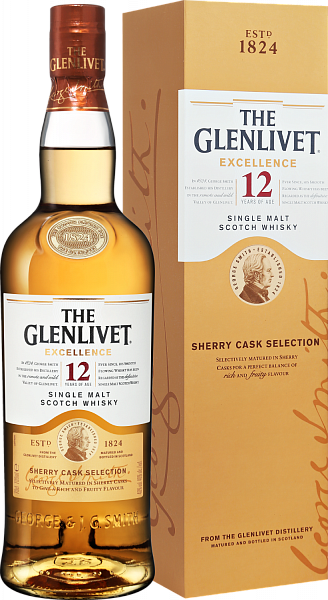 Виски The Glenlivet Excellence Sherry Cask Selection Single Malt Scotch Whisky 12 y.o. (gift box), 0.7 л