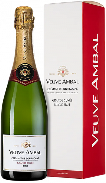 Игристое вино Grande Cuvee Blanc Cremant de Bourgogne AOC Brut Veuve Ambal (gift box), 0.75 л