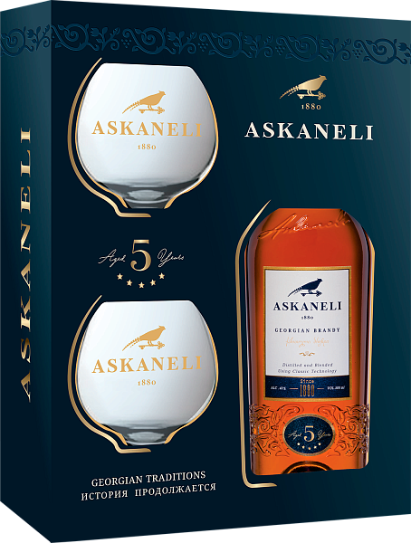 Коньяк Askaneli 5 y.o. (gift box+2 glasses), 0.5 л в Ростове-на-Дону