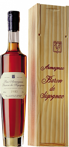 Арманьяк Baron de Sigognac 1983 Armagnac AOC (gift box), 0.35 л