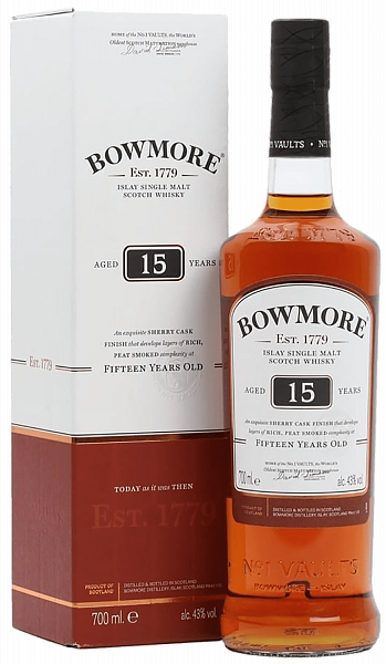 Виски Bowmore 15 y.o. Islay single malt scotch whisky (gift box), 0.7 л