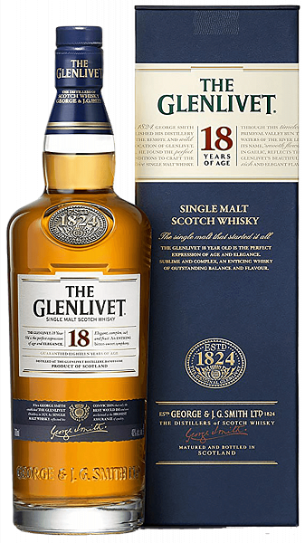 The Glenlivet 18 y.o. single malt scotch whisky (gift box), 0.7 л