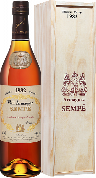 Арманьяк Sempe Vieil Vintage 1982 Armagnac AOC (gift box), 0.7 л