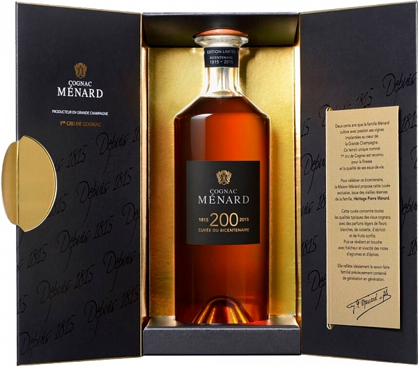 Коньяк Menard Anniversaire 200 Ans Cuvée du Bicentenaire Grande Champagne Premier Cru de Cognac (gift box), 0.5 л