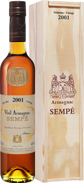Арманьяк Sempe Vieil Vintage 2001 Armagnac AOC (gift box), 0.5 л